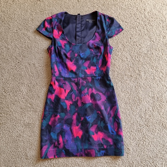 A/X Armani Exchange Multicolor Cotton Blend Scoop Neck Zip Sheath Dress Sz 2 - Picture 4 of 8